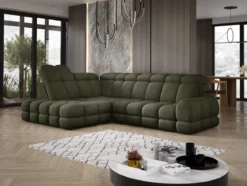 Designer Ecksofa Lima mit elektrischer Schlaffunktion in Bouclé