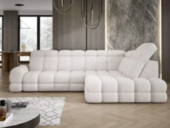 Designer Ecksofa Lima mit elektrischer Schlaffunktion in Bouclé