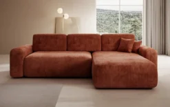 Designer Ecksofa Lola mit Schlaf- und Klappfunktion in Cord