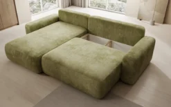 Designer Ecksofa Lola mit Schlaf- und Klappfunktion in Cord