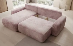 Designer Ecksofa Lola mit Schlaf- und Klappfunktion in Cord