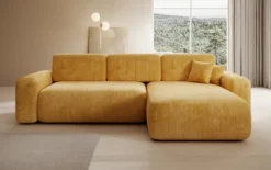 Designer Ecksofa Lola mit Schlaf- und Klappfunktion in Cord