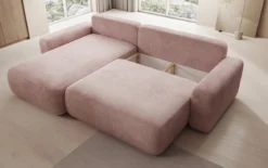 Designer Ecksofa Lola mit Schlaf- und Klappfunktion in Cord