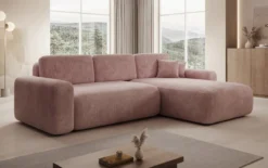 Designer Ecksofa Lola mit Schlaf- und Klappfunktion in Cord