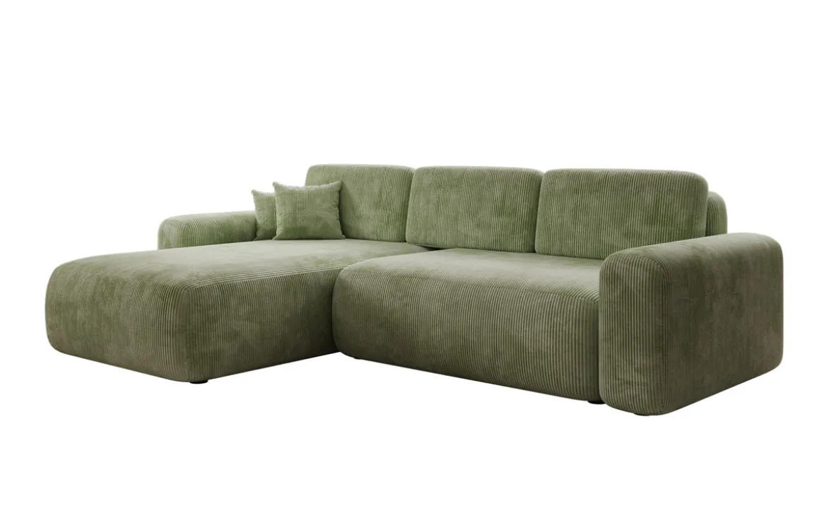 Designer Ecksofa Lola mit Schlaf- und Klappfunktion in Cord