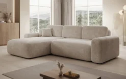 Designer Ecksofa Lola mit Schlaf- und Klappfunktion in Cord