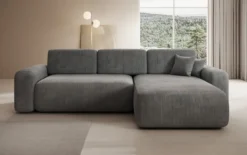 Designer Ecksofa Lola mit Schlaf- und Klappfunktion in Cord