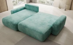 Designer Ecksofa Lola mit Schlaf- und Klappfunktion in Cord