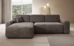 Designer Ecksofa Lola mit Schlaf- und Klappfunktion in Cord