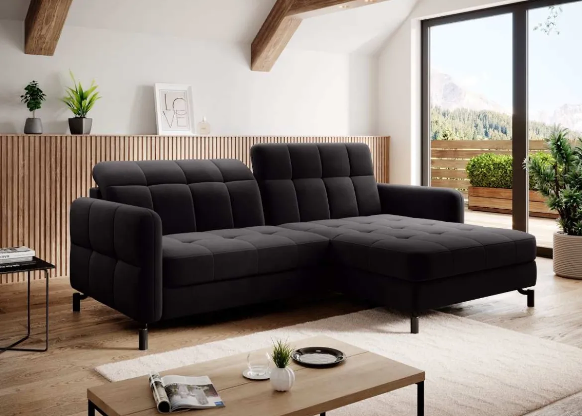 Designer Ecksofa Loria mit Schlaf- und Klappfunktion