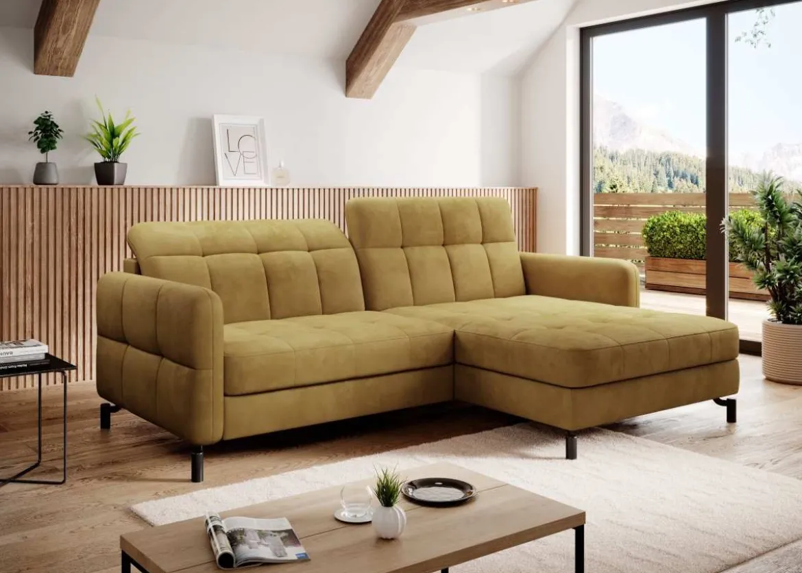 Designer Ecksofa Loria mit Schlaf- und Klappfunktion