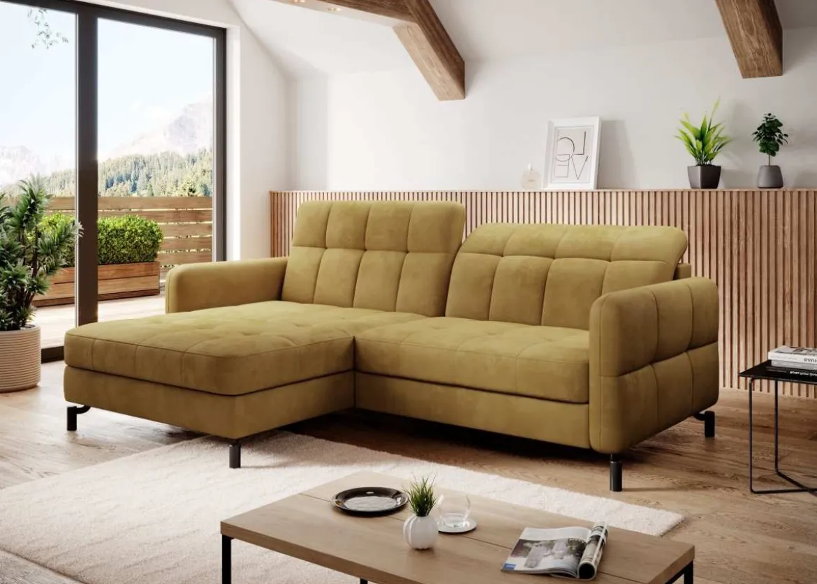 Designer Ecksofa Loria mit Schlaf- und Klappfunktion