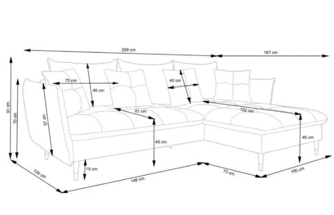 Designer Ecksofa Louise mit Schlaf- und Klappfunktion