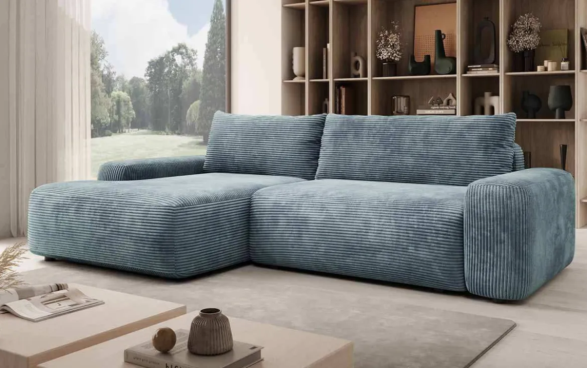 Designer Ecksofa Luma mit Stauraum und Schlaffunktion