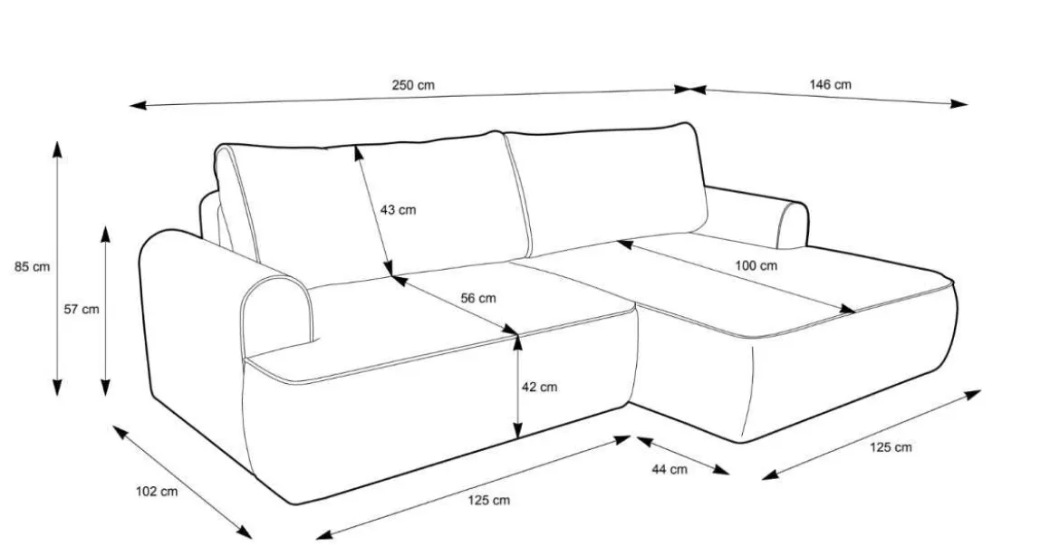 Designer Ecksofa Luma mit Stauraum und Schlaffunktion
