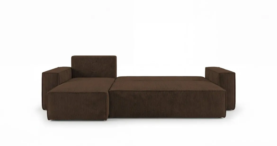 Designer Ecksofa Lunaro Mini mit Schlaf- und Klappfunktion in Cord