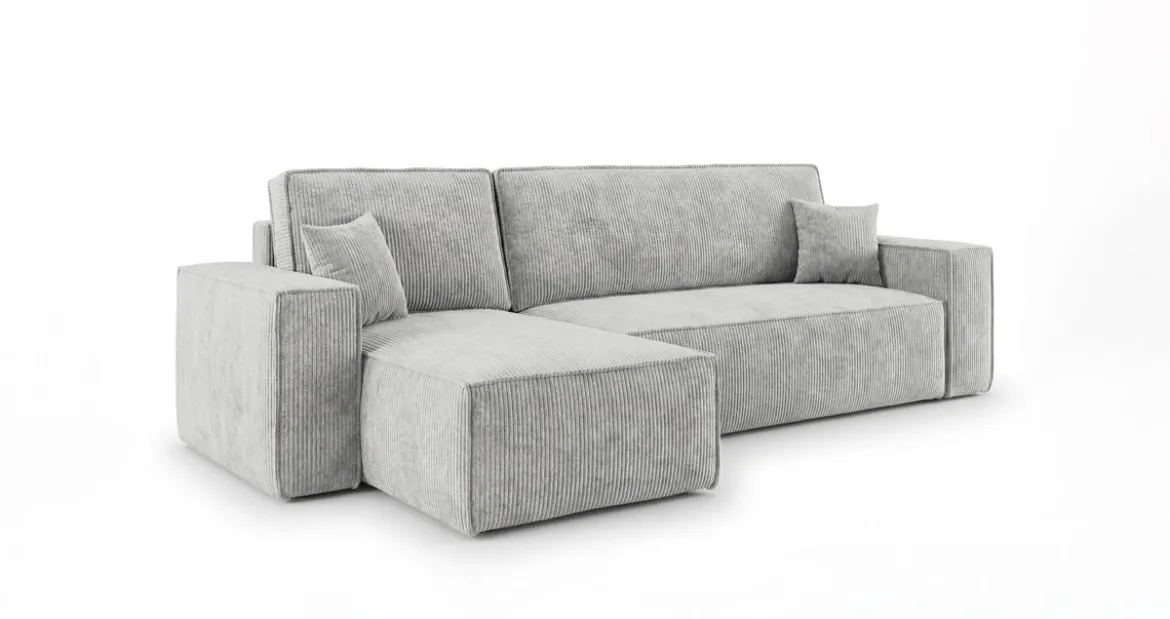 Designer Ecksofa Lunaro Mini mit Schlaf- und Klappfunktion in Cord