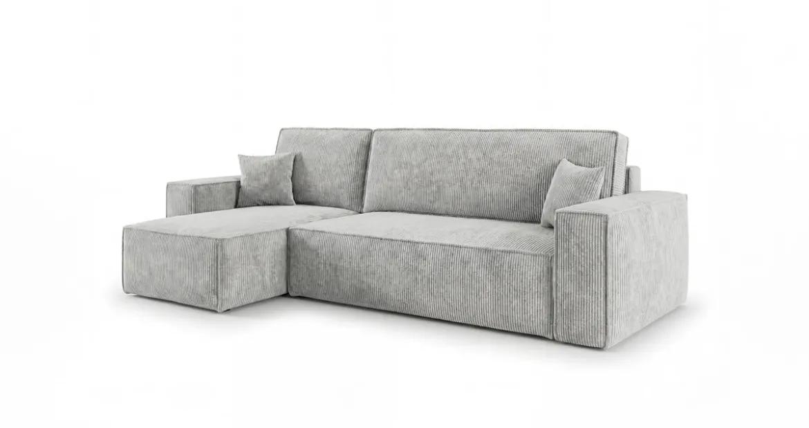 Designer Ecksofa Lunaro Mini mit Schlaf- und Klappfunktion in Cord