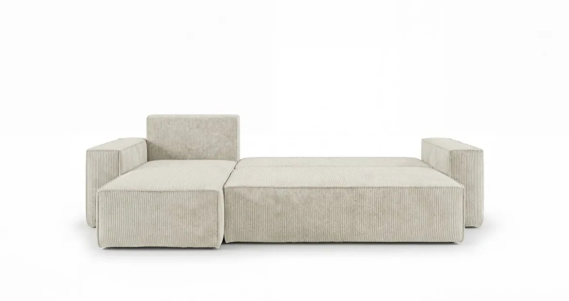 Designer Ecksofa Lunaro Mini mit Schlaf- und Klappfunktion in Cord