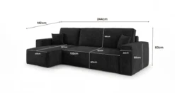 Designer Ecksofa Lunaro Mini mit Schlaf- und Klappfunktion in Cord