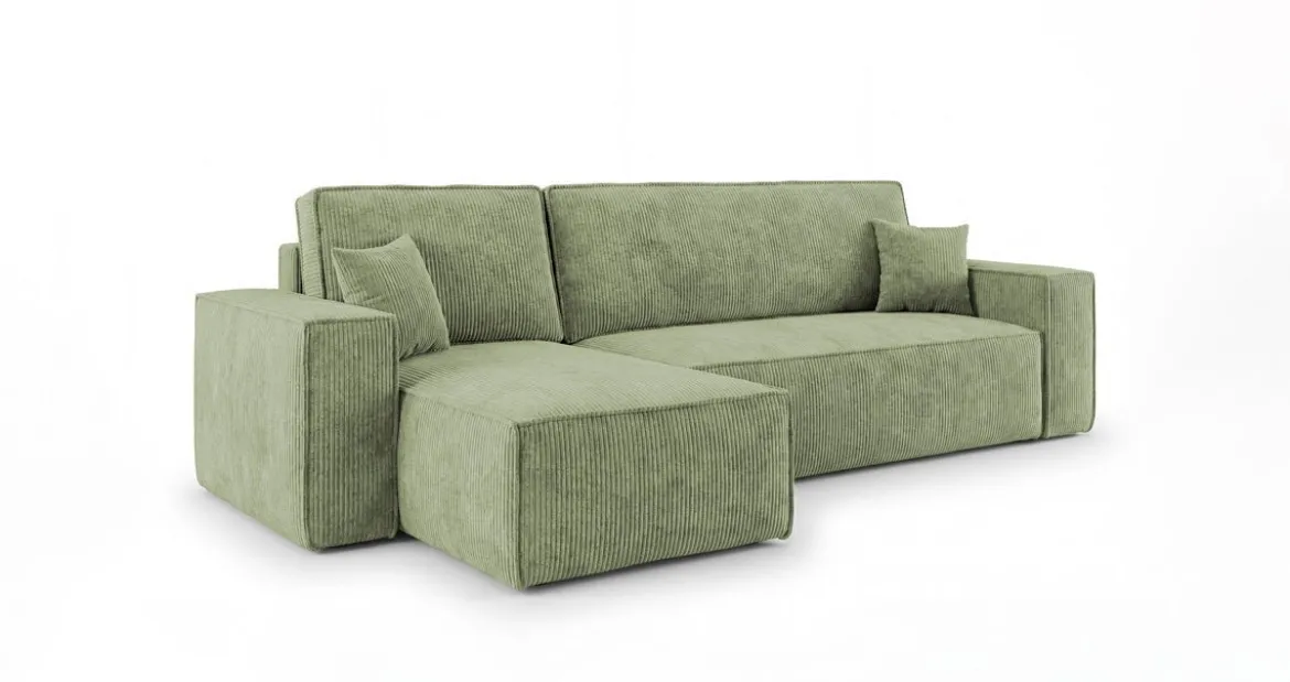 Designer Ecksofa Lunaro Mini mit Schlaf- und Klappfunktion in Cord