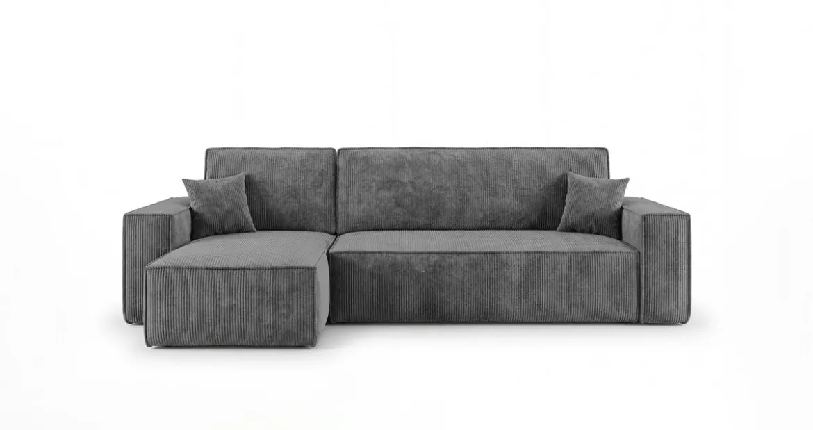 Designer Ecksofa Lunaro Mini mit Schlaf- und Klappfunktion in Cord