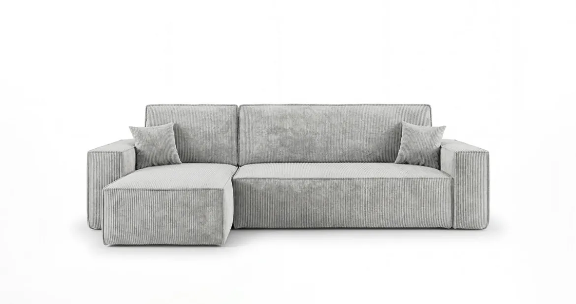 Designer Ecksofa Lunaro Mini mit Schlaf- und Klappfunktion in Cord