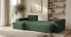 Designer Ecksofa Lunaro Mini mit Schlaf- und Klappfunktion in Cord