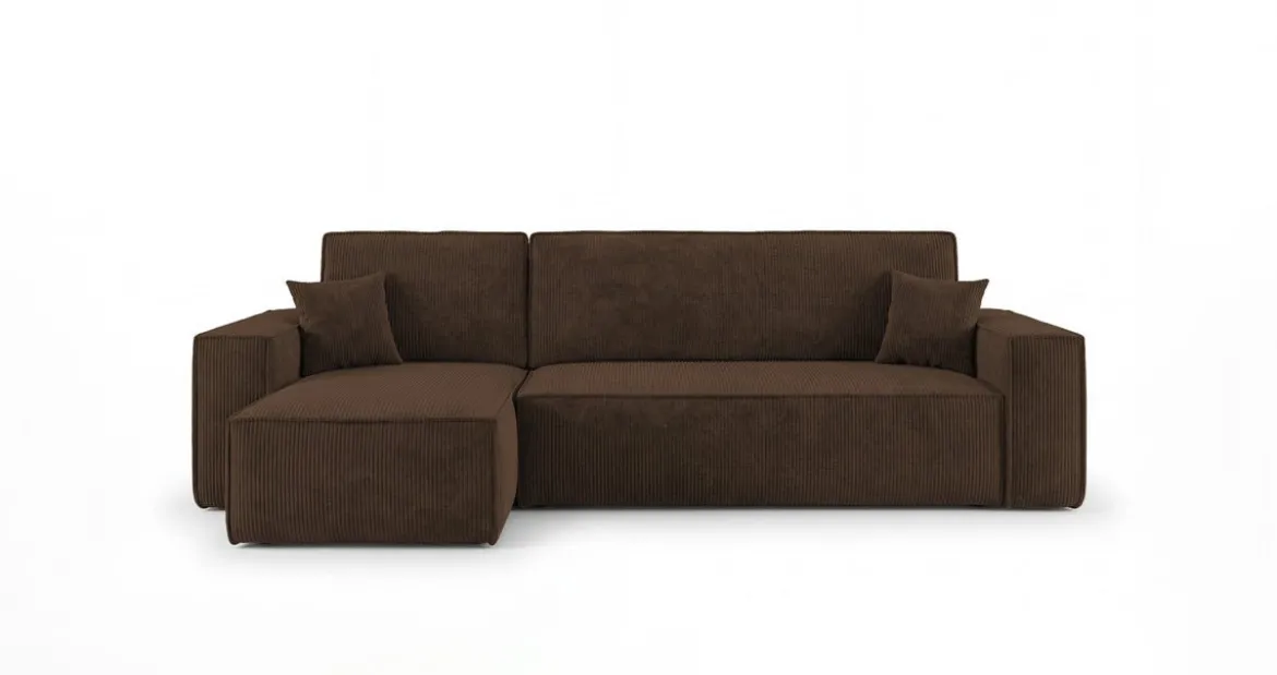 Designer Ecksofa Lunaro Mini mit Schlaf- und Klappfunktion in Cord