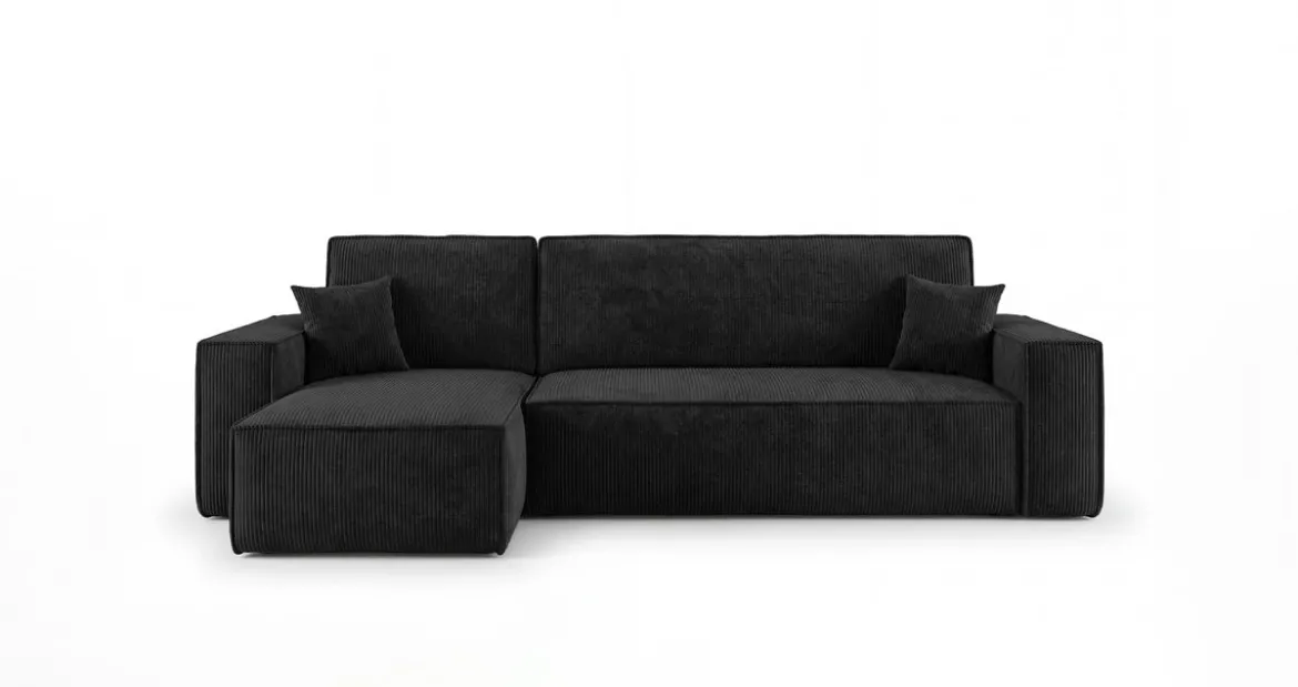 Designer Ecksofa Lunaro Mini mit Schlaf- und Klappfunktion in Cord