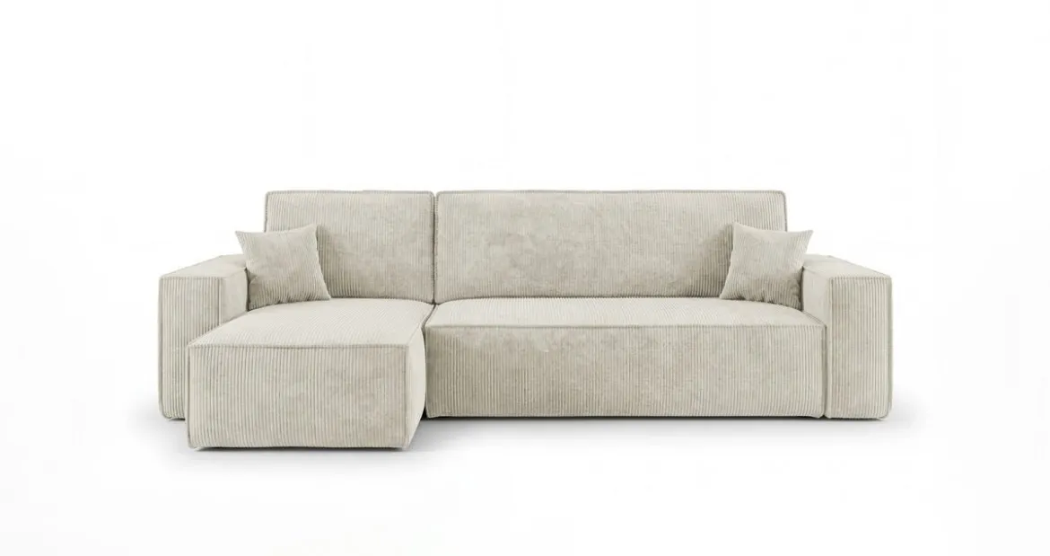 Designer Ecksofa Lunaro Mini mit Schlaf- und Klappfunktion in Cord