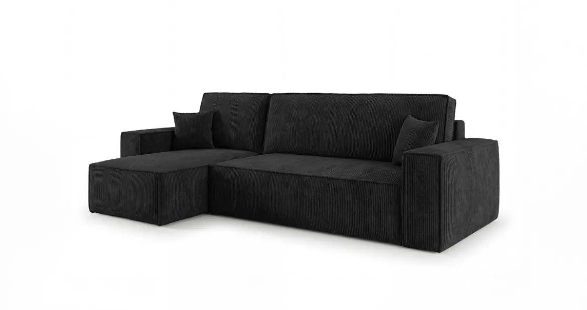 Designer Ecksofa Lunaro Mini mit Schlaf- und Klappfunktion in Cord