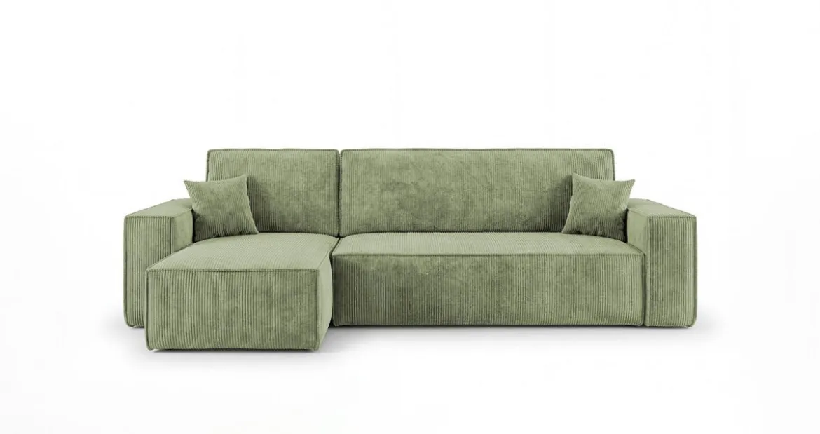 Designer Ecksofa Lunaro Mini mit Schlaf- und Klappfunktion in Cord