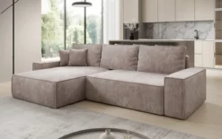 Designer Ecksofa Lunaro mit Schlaf- und Klappfunktion in Cord