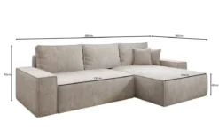 Designer Ecksofa Lunaro mit Schlaf- und Klappfunktion in Cord
