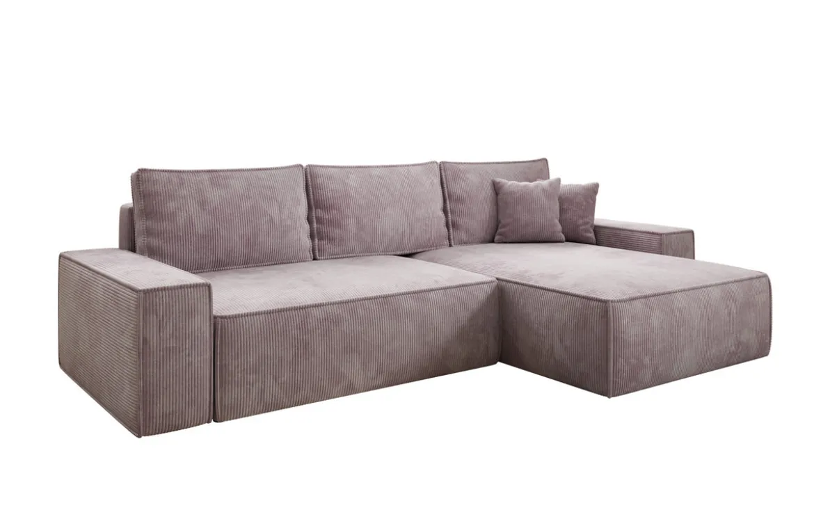 Designer Ecksofa Lunaro mit Schlaf- und Klappfunktion in Cord