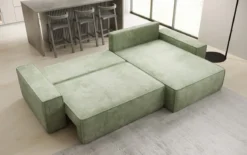 Designer Ecksofa Lunaro mit Schlaf- und Klappfunktion in Cord