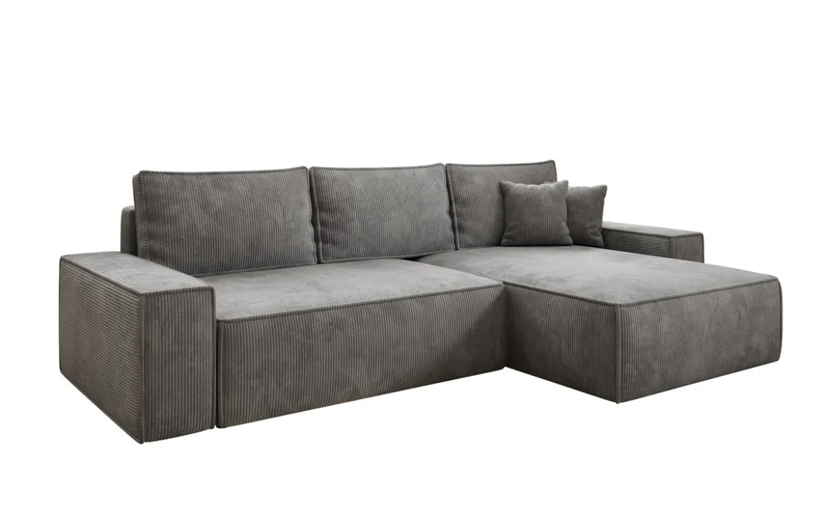 Designer Ecksofa Lunaro mit Schlaf- und Klappfunktion in Cord