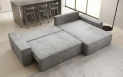 Designer Ecksofa Lunaro mit Schlaf- und Klappfunktion in Cord