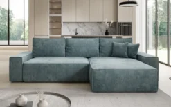 Designer Ecksofa Lunaro mit Schlaf- und Klappfunktion in Cord