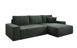 Designer Ecksofa Lunaro mit Schlaf- und Klappfunktion in Cord