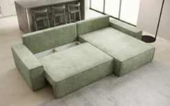 Designer Ecksofa Lunaro mit Schlaf- und Klappfunktion in Cord