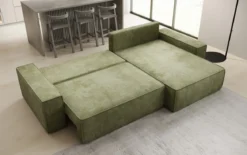 Designer Ecksofa Lunaro mit Schlaf- und Klappfunktion in Cord