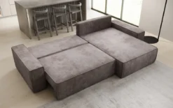 Designer Ecksofa Lunaro mit Schlaf- und Klappfunktion in Cord