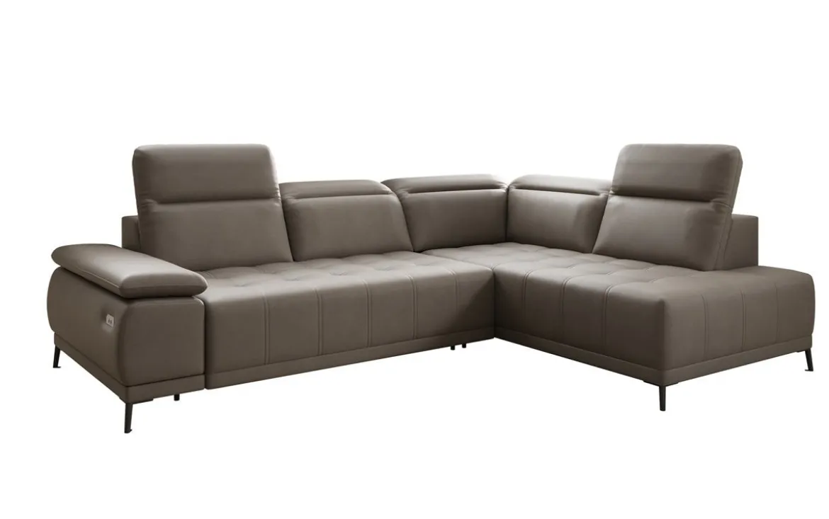 Designer Ecksofa Lyra mit elektrischer Schlaffunktion in Echtleder