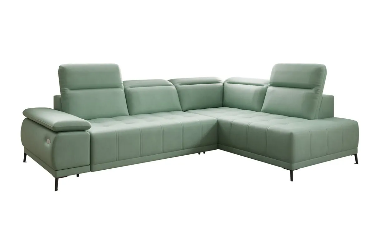 Designer Ecksofa Lyra mit elektrischer Schlaffunktion in Echtleder
