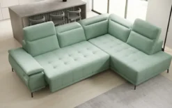 Designer Ecksofa Lyra mit elektrischer Schlaffunktion in Echtleder