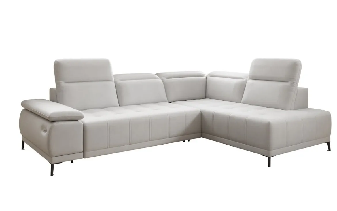 Designer Ecksofa Lyra mit elektrischer Schlaffunktion in Echtleder