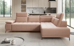 Designer Ecksofa Lyra mit elektrischer Schlaffunktion in Echtleder