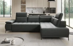 Designer Ecksofa Lyra mit elektrischer Schlaffunktion in Echtleder